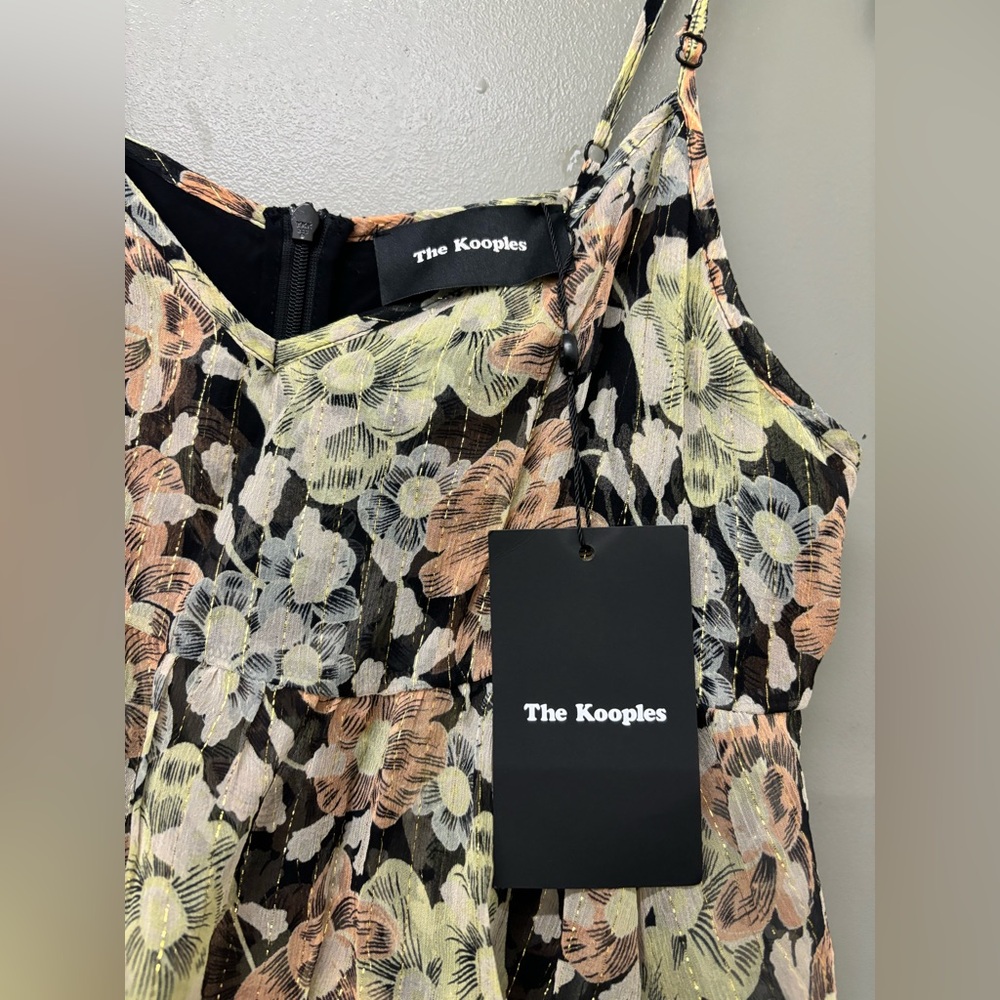 The Kooples Floral Silk Romper in Black and Cream NWT size 0 - Picture 3 of 8